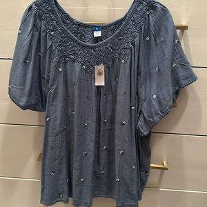 NWT Old Navy Chambray Flutter Sleeve top XL